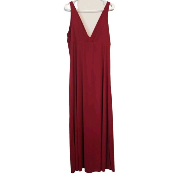 Natori Womens Maxi Long Satin Slip Dress Nightgown Red V Neck Size XL Romantic - Picture 4 of 4